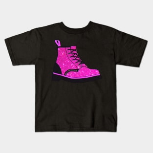 Glittery Pink Boot Kids T-Shirt